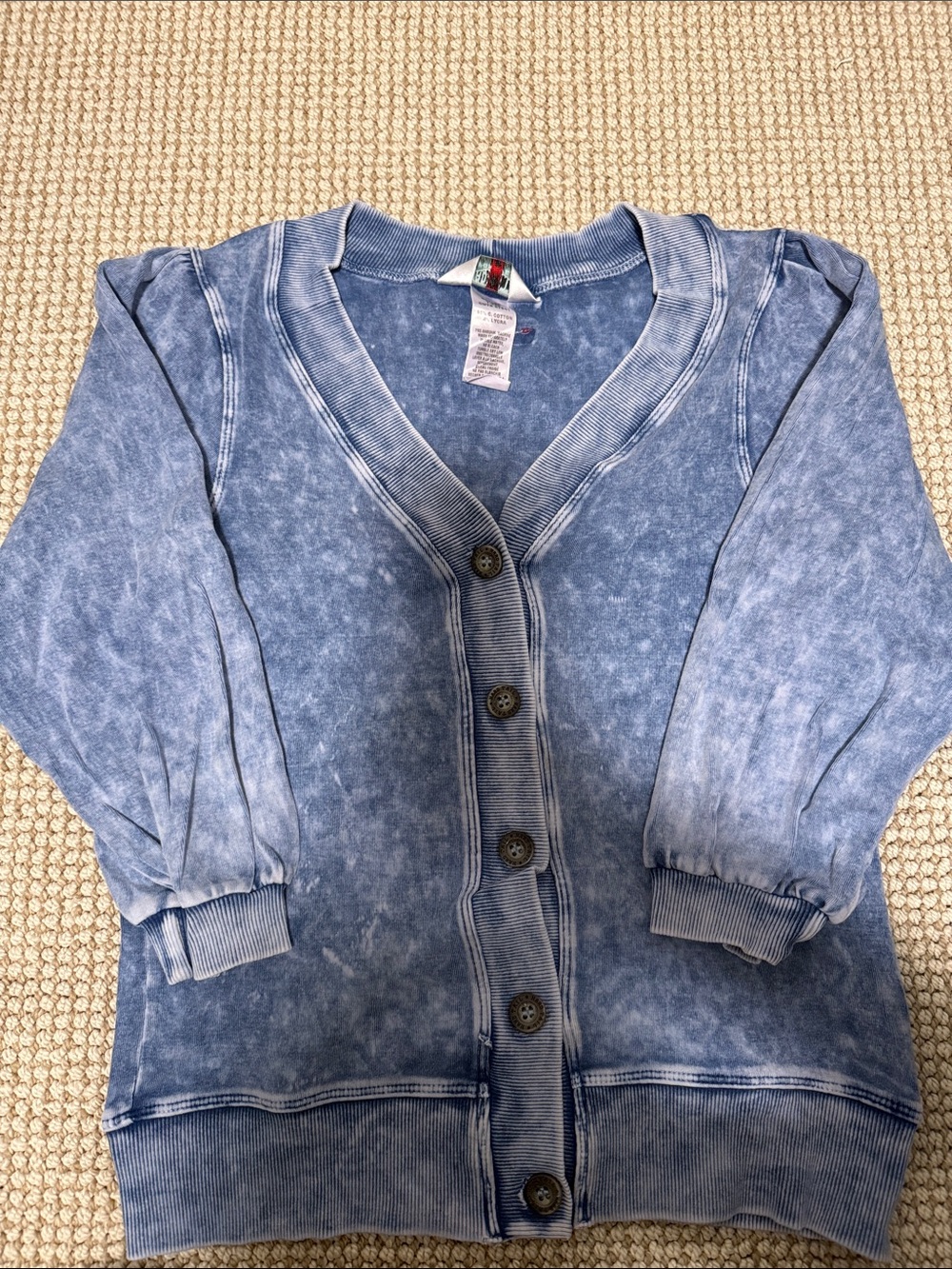 Hard Tail Washed Blue Kids Button-Front Cardigan Jacket